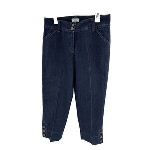 Charter Club Womens Denim Capri Pants Size 8 Dark Wash Stretch Cuffed